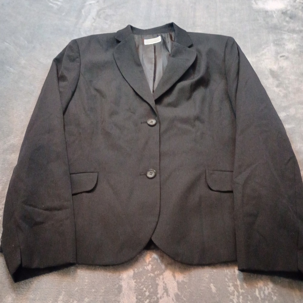 Talbots Blazer Womens Size Large 100% Wool Black‎ 2 Button Suit Jacket Office